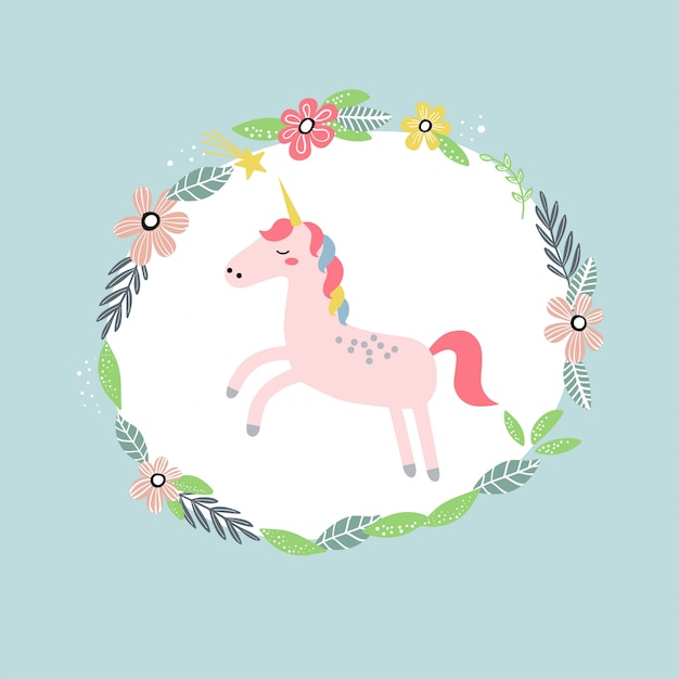 Illustrazione con unicorno carino