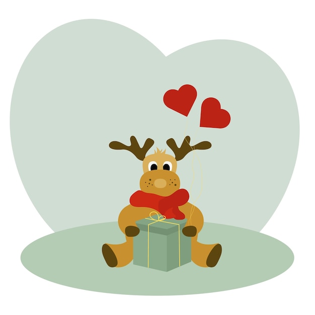 Vector illustration with a deer for valentine's day.