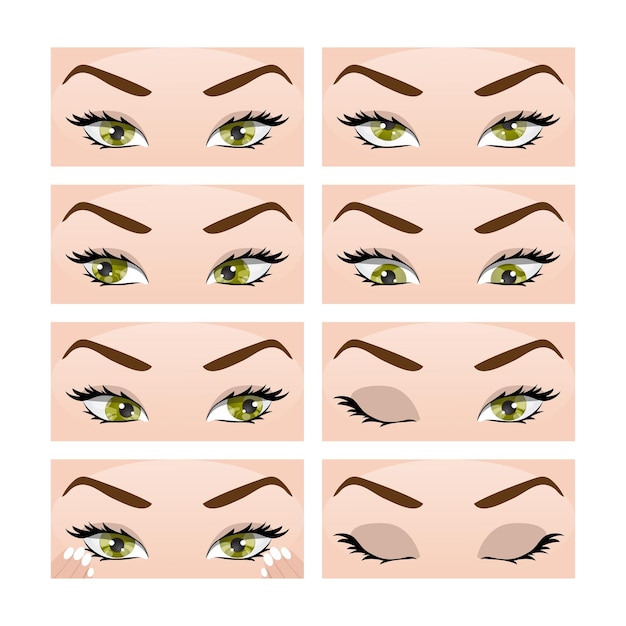 Vector illustration with different exercises for the eyes