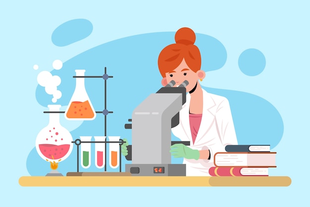 Illustration with female scientist design