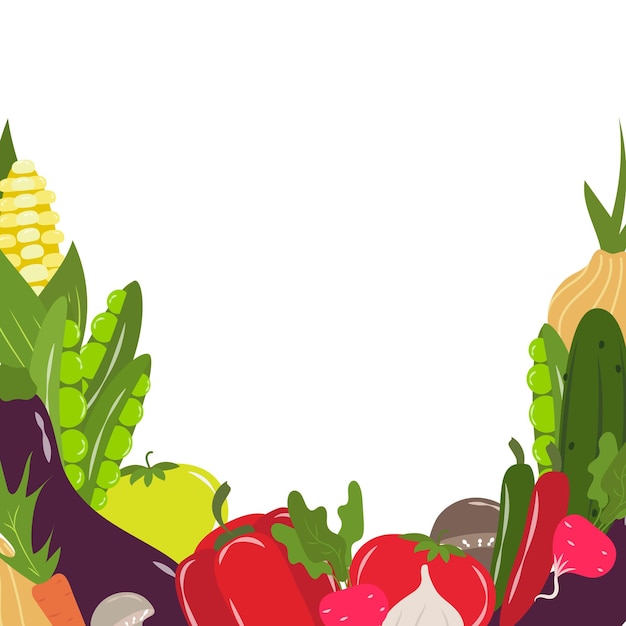 Illustration with fresh farm vegetables