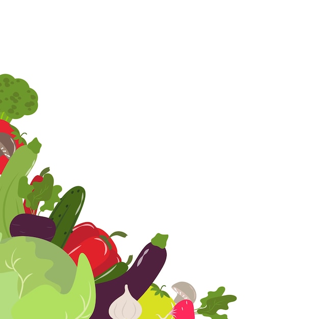 Illustration with fresh farm vegetables