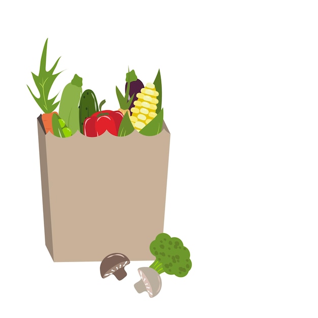 Illustration with fresh farm vegetables