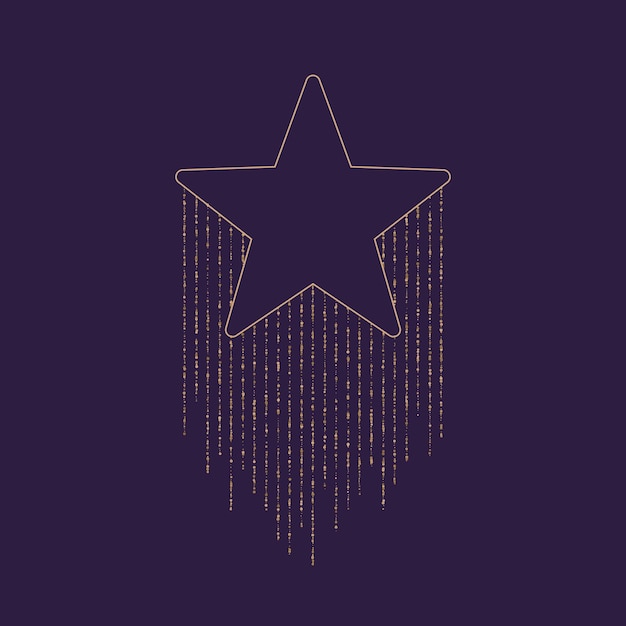 Vector illustration with gold glitter linear silhouette of a star