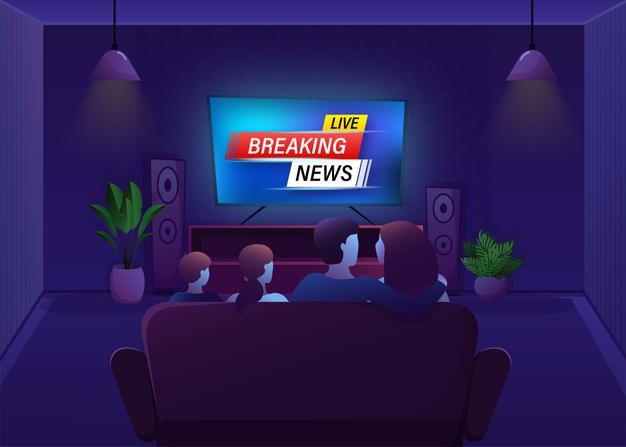 illustration with living room news cartoon people vector illustration