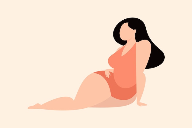 Vector illustration with lying beautiful woman