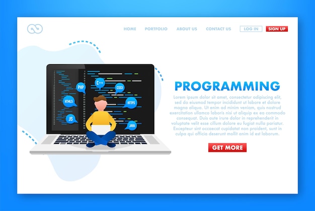 Illustration with programming for site design web ui design vector illustration