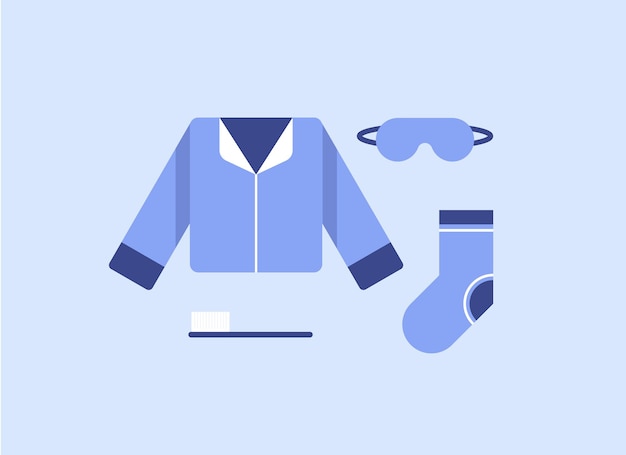 Illustration with a set of pajama clothes or 
sleepwear in flat design