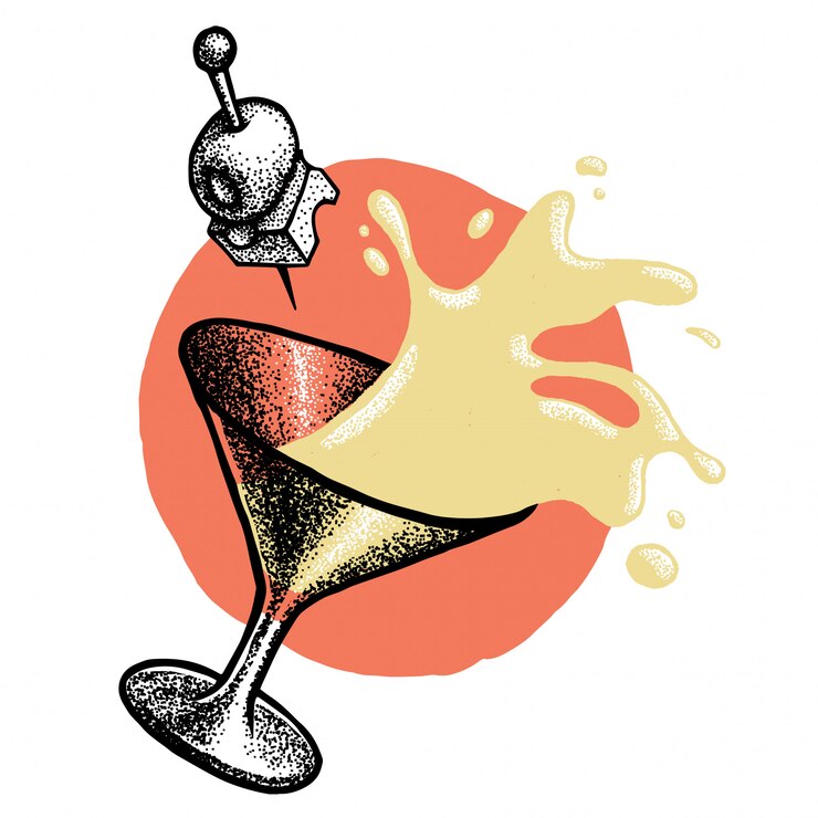 Vector illustration with splashing drink glass