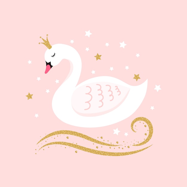 Vector illustration with swan princess