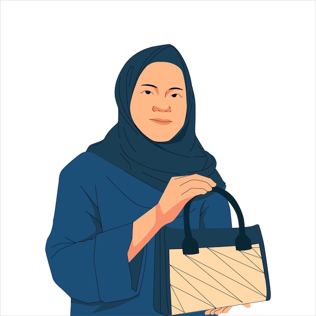 전통적 인 가방 을 구입 하는 여자 의 일러스트레이션