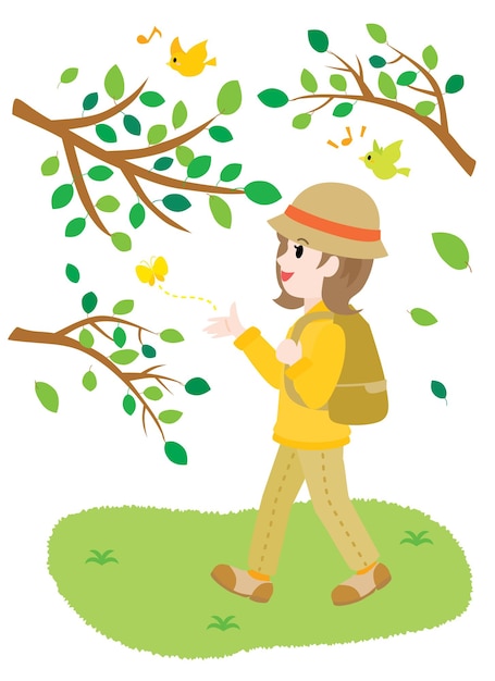 Illustration of a woman doing hiking