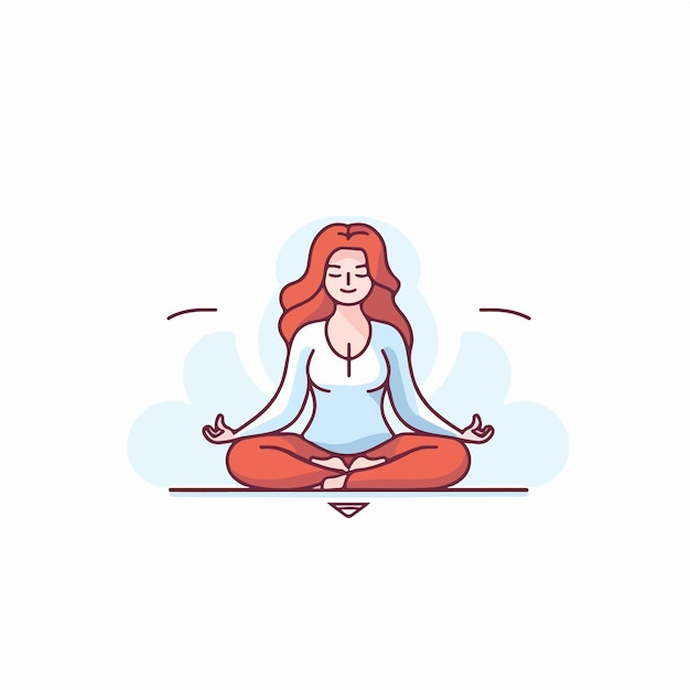 Illustration of a woman doing yoga in a lotus position