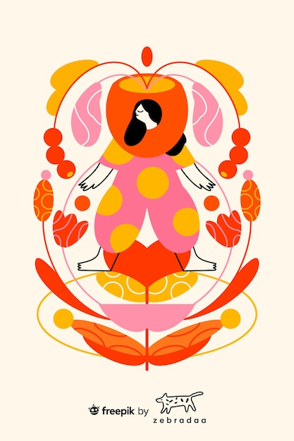 Vector illustration of woman in a flower