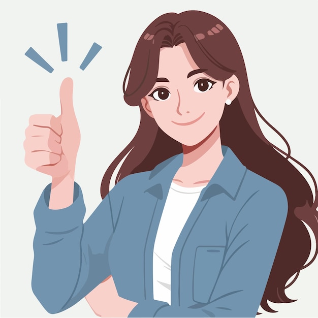 Illustration of a woman giving a thumbs up in a flat design style