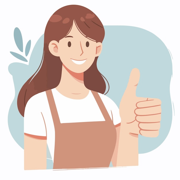 Illustration of a woman giving a thumbs up in a flat design style