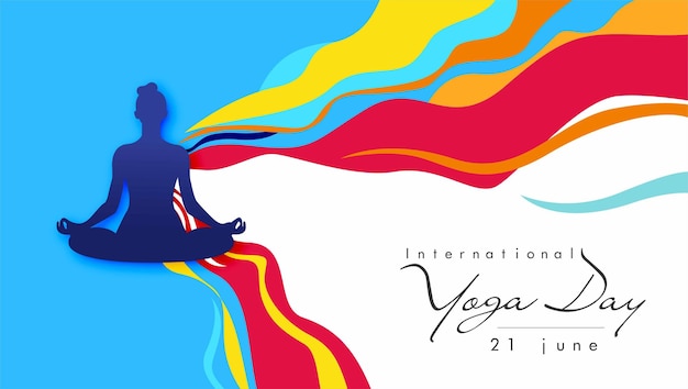 Illustrazione della donna per la giornata internazionale dello yoga banner web eps10 vettore