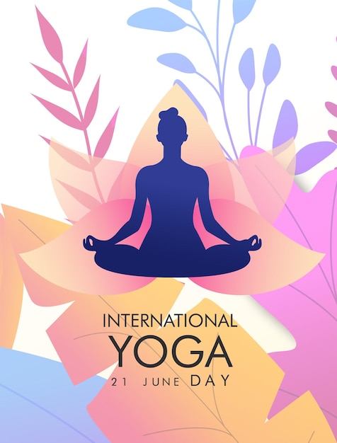 illustration of woman for international yoga day web banner eps10 vector
