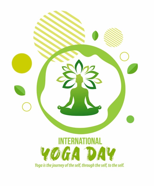 Illustrazione della donna per la giornata internazionale dello yoga banner web eps10 vettore