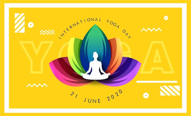 illustration of woman for international yoga day web banner EPS10 vector