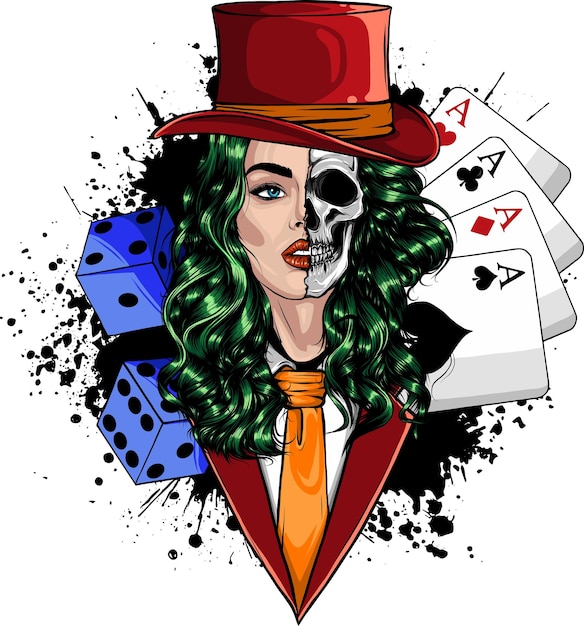 illustration of woman joker in suit