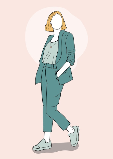 Vector illustration of woman in office wear.