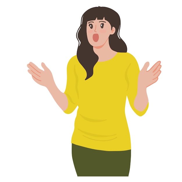 Vector illustration of woman shocked with gaping mouth expression vector image