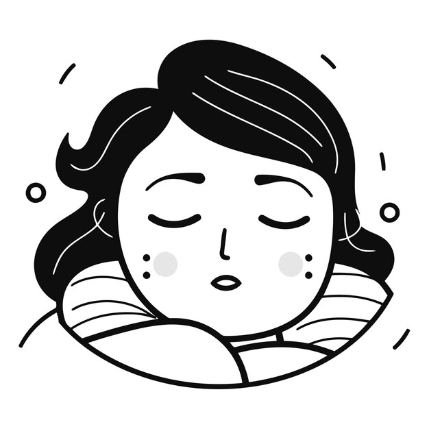 Vector illustration of a woman sleeping with eyes closed on a white background