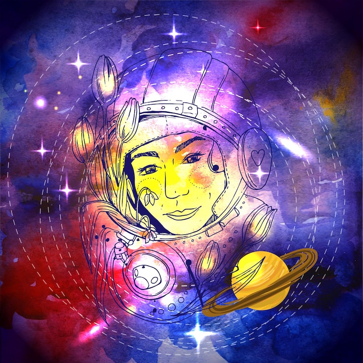 Vector illustration woman space