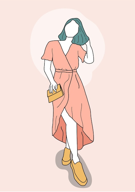 Vector illustration of woman in summer.