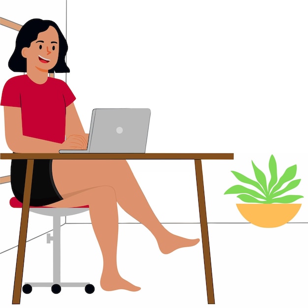 illustration of a woman using a laptop