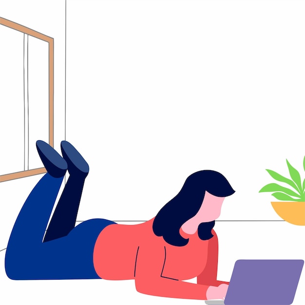 illustration of a woman using a laptop