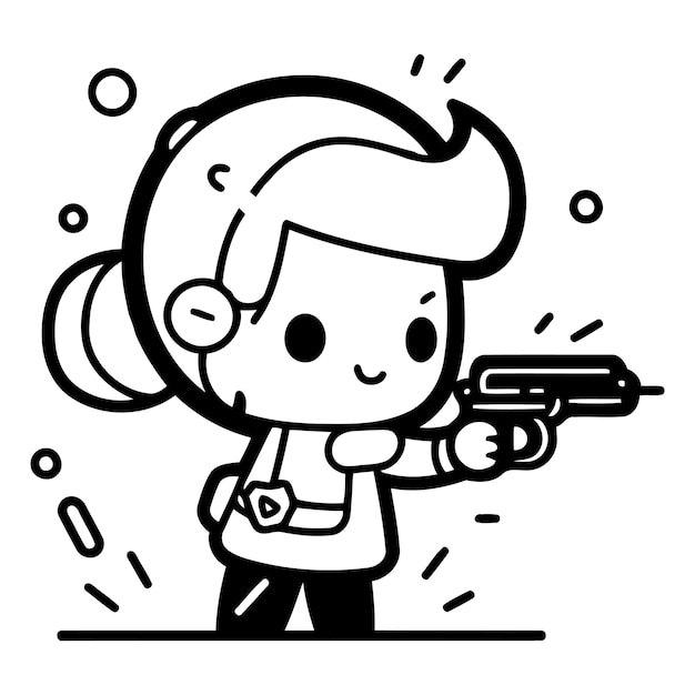 Illustration of a woman with a gun in her hand Vector