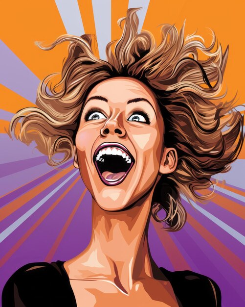 An illustration of a woman with her mouth wide open