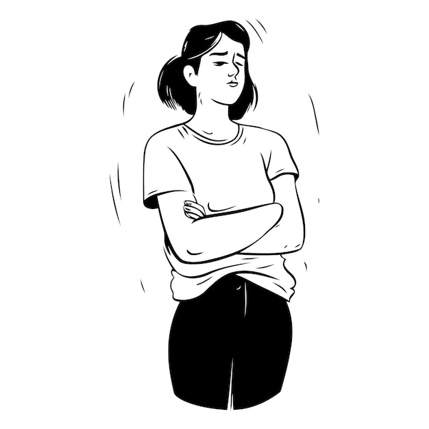 illustration of a woman in a yellow Tshirt with crossed arms