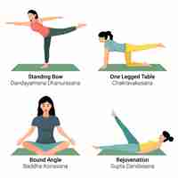 Vector illustration of women doing yoga pose exercises