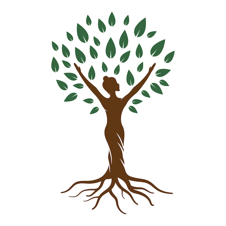 Vector illustration of women tree leaf