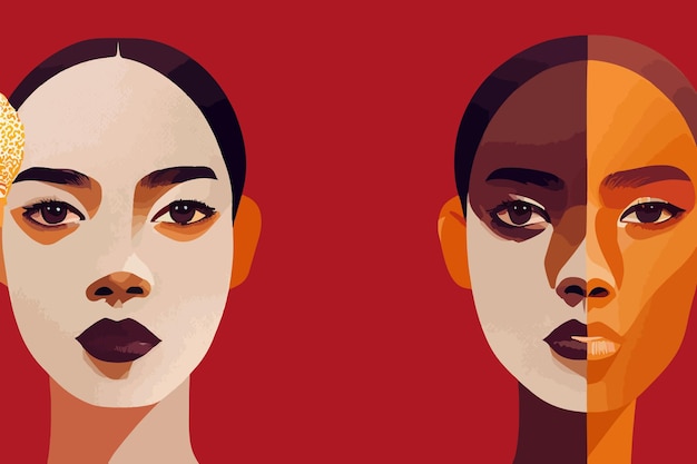 Illustration women with different skin tones Protecting rights racial groups and skin color