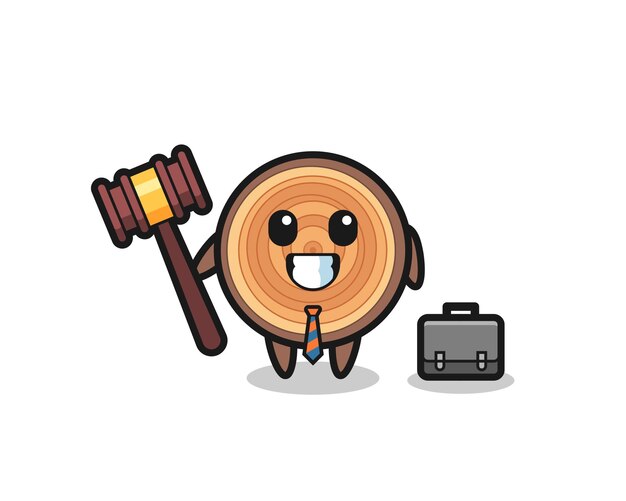 Illustration of wood grain mascot as a lawyer