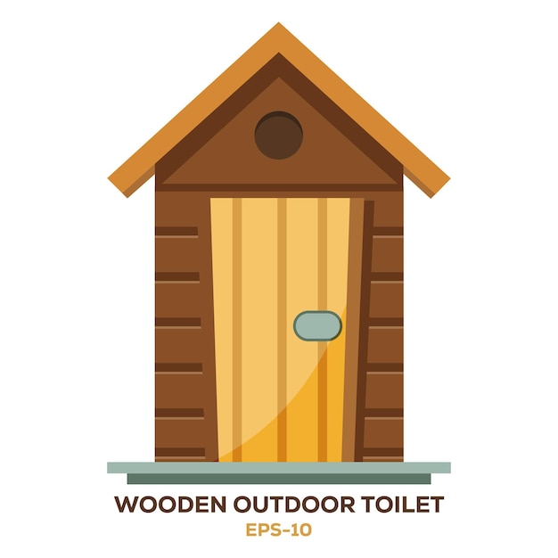 illustration of wooden outdoor toilet isolated on white