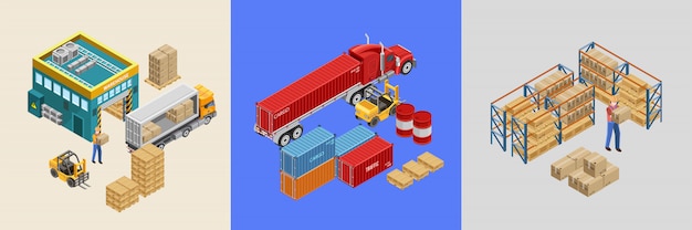 Vector illustration of work of storage facility