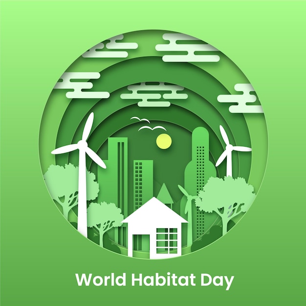 Illustration for world habitat day in paper style