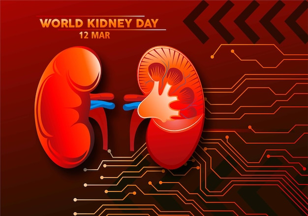 Illustrazione del poster o dello sfondo del banner della giornata mondiale del rene design del logo per la cura dei reni vettore di urologia