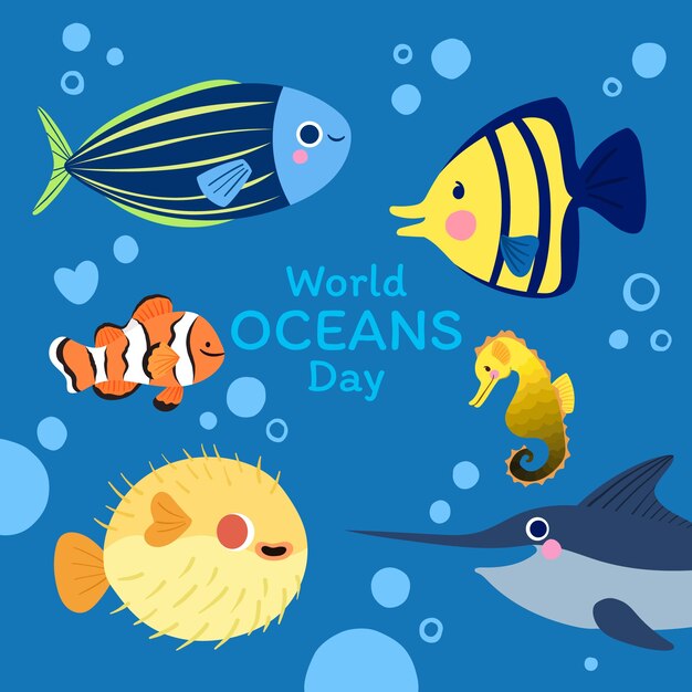 Illustration for world oceans day celebration