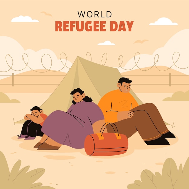 Vector illustration for world refugee day awareness