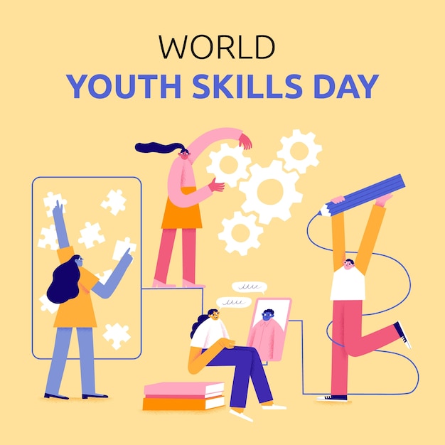 Illustration for world youth skills day