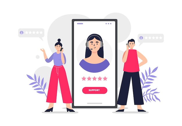 Illustration wth customer service in flat design