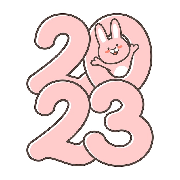 Vector illustration of the year of the rabbit 2023.