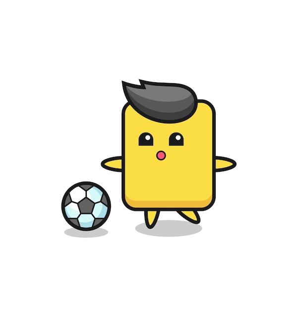 Illustration of yellow card cartoon is playing soccer