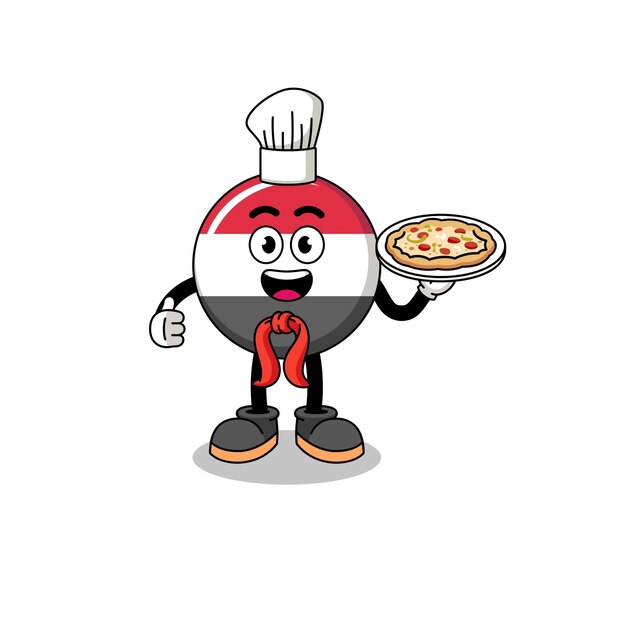 Vector illustration of yemen flag as an italian chef